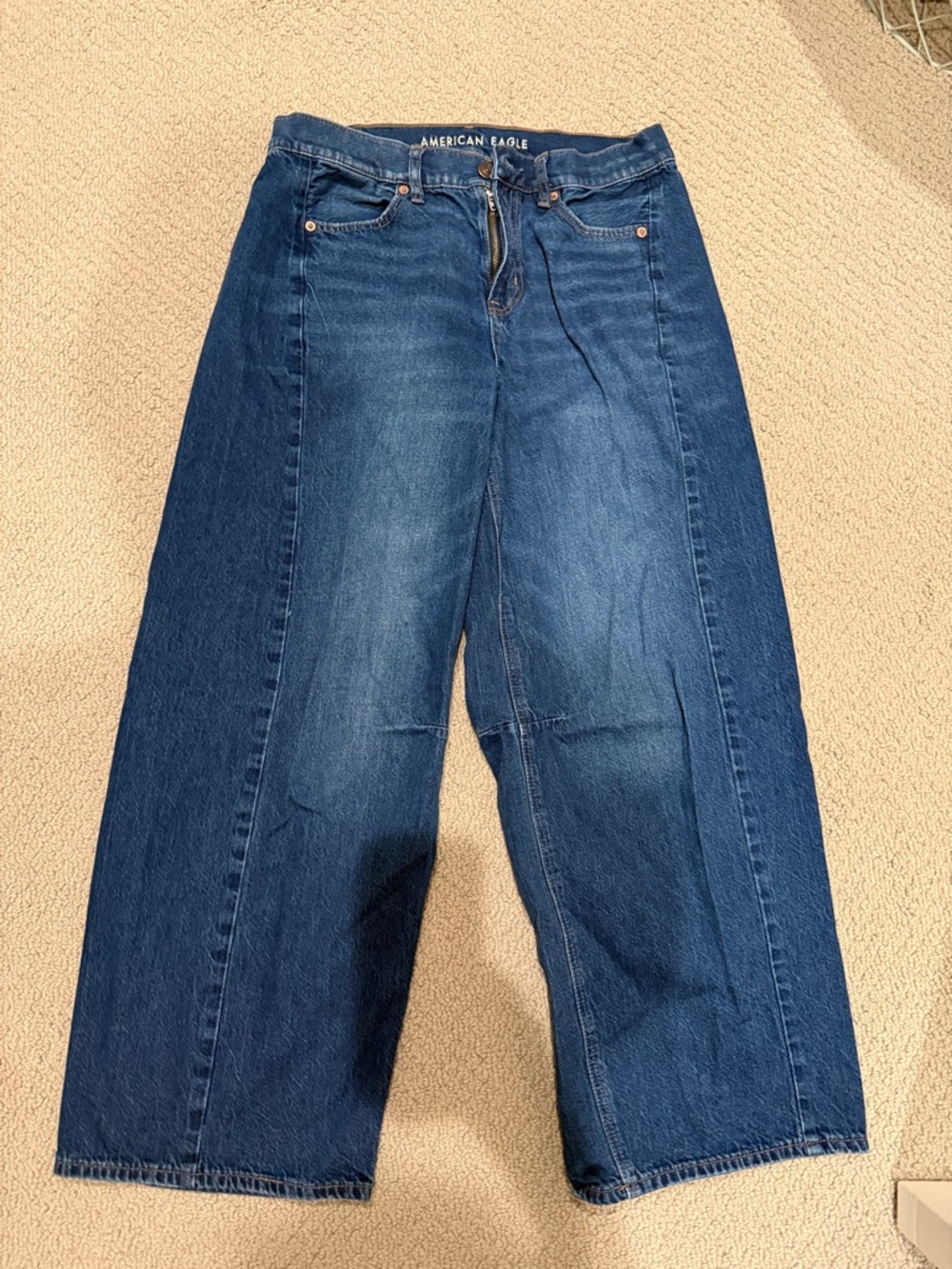American Eagle Strigid Barrel Leg Dark Blue Jeans